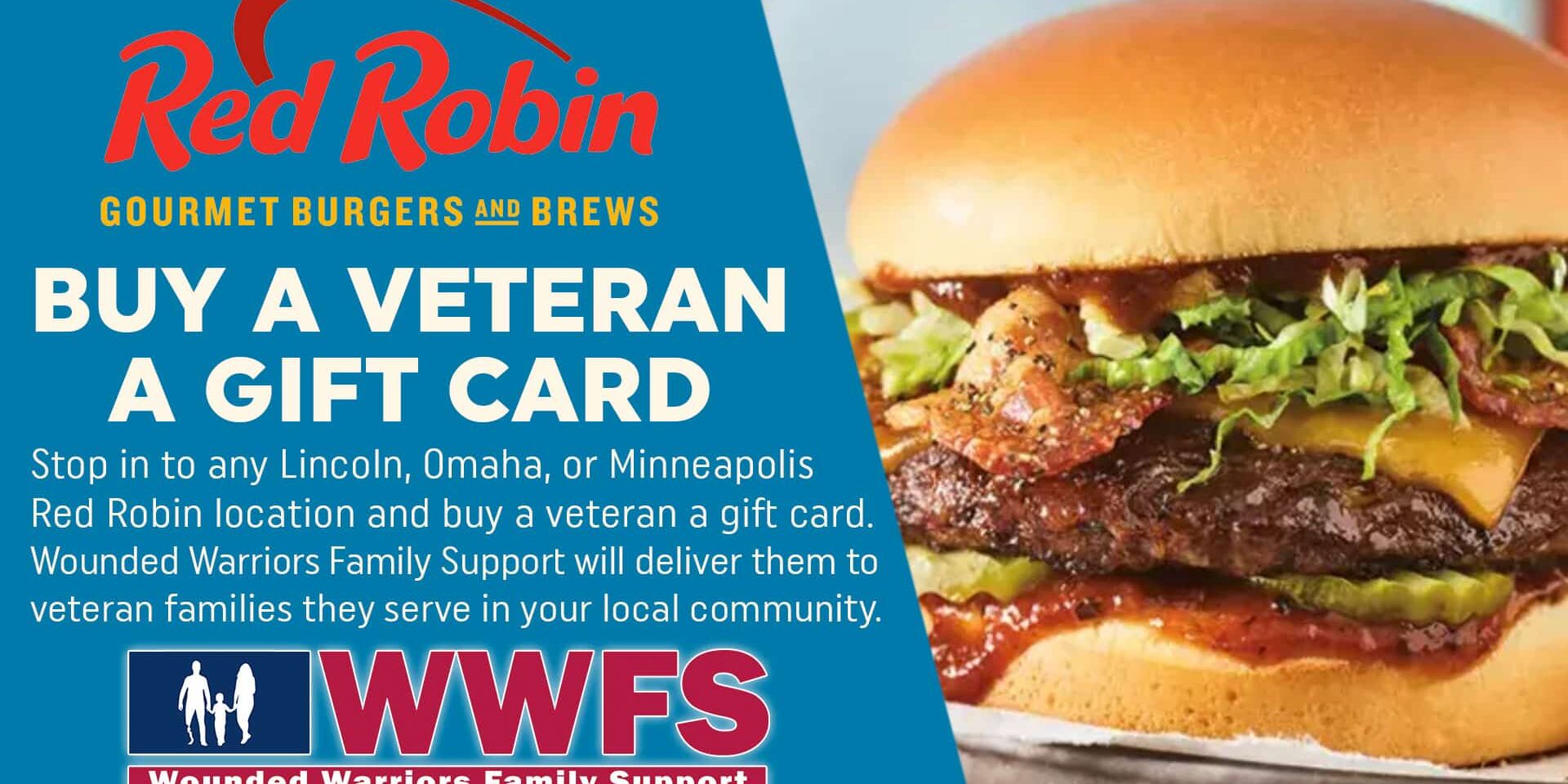 Red Robin Will Offer Veteran Gift Card Fundraiser to Benefit Wounded Warriors Family Support
