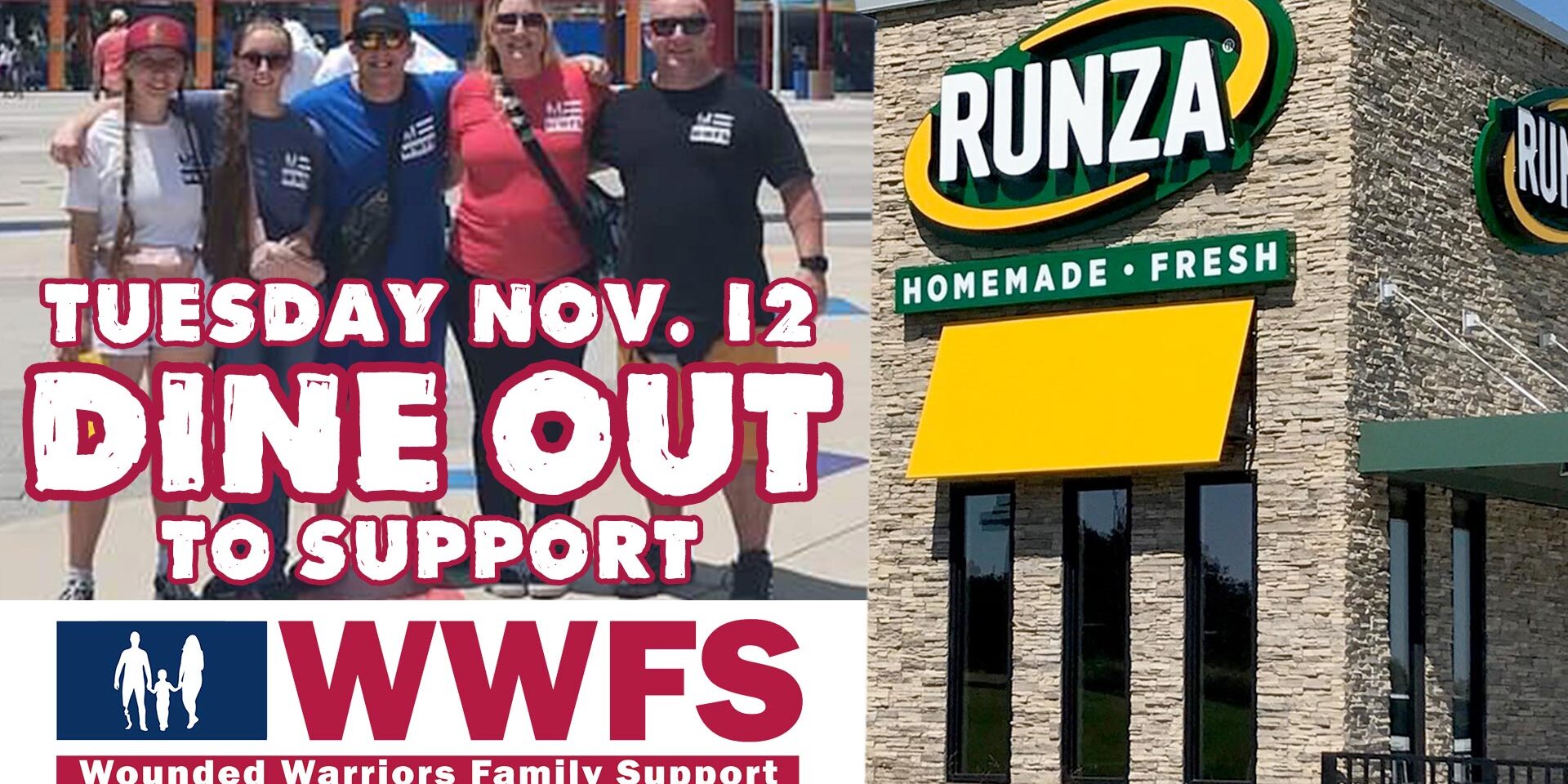 Runza Restaurants to donate 10% to Wounded Warrriors Family Support | Veteran Day Fundraiser