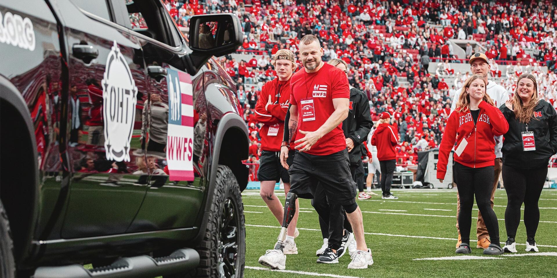 Army Sgt. Ben Markmeier presented New Truck at Husker Football Game