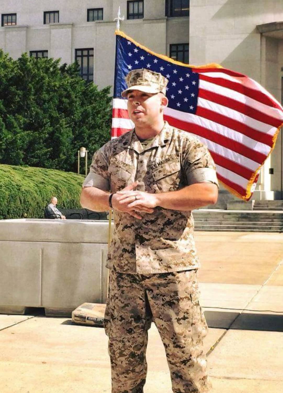 Retired U.S. Marines veteran Josh Lopez of Lompoc, California